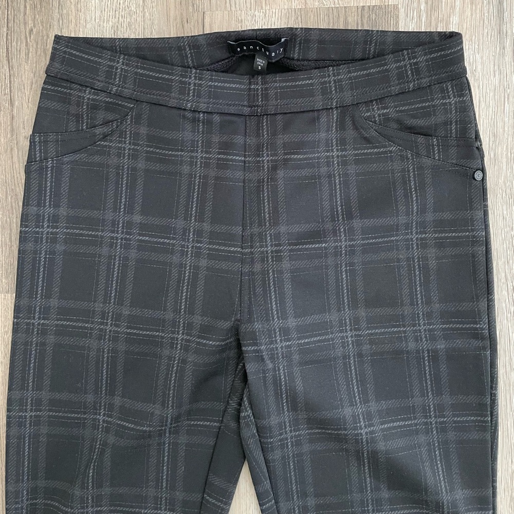 Sanctuary Plaid Leggings Black Grey Women’s Small Stretch Pants - Picture 5 of 8